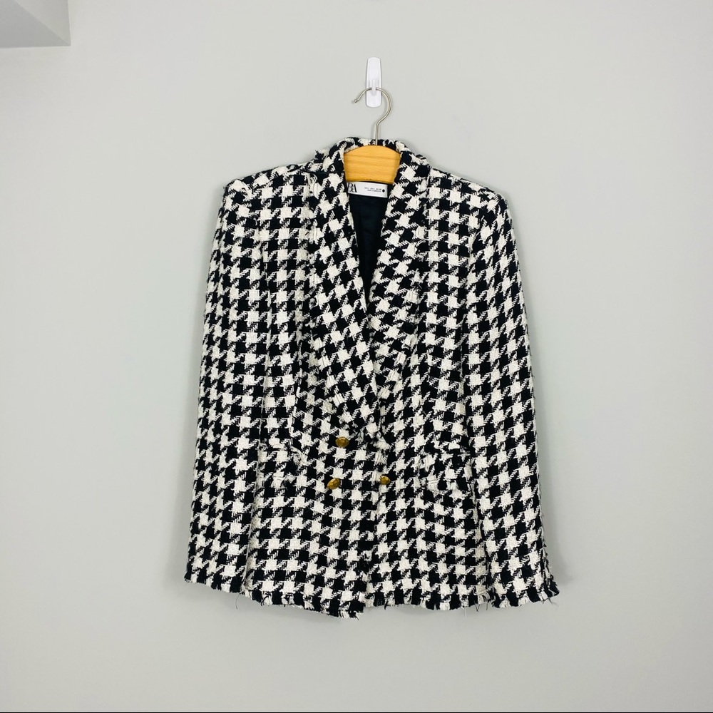 Zara Black and White Houndstooth Blazer - Picture 2 of 9